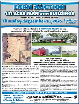 Waterloo, Indiana Farm Auction: 14 Acres with Buildings
