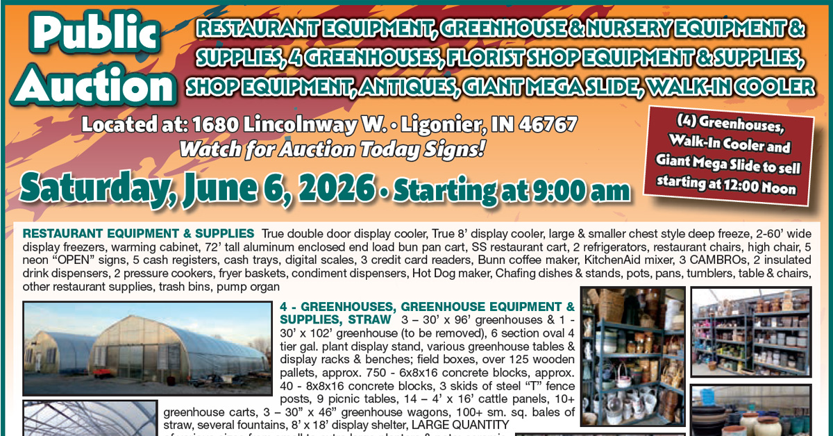 Fashion Farm Personal Property Auction in Ligonier, Indiana