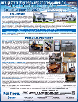 LaGrange, Indiana Real Estate & Personal Property Auction, June 20, 2026