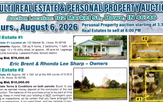 Multi Real Estate & Personal Property Auction, August 6, 2026